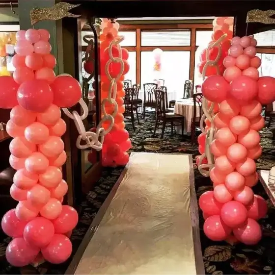 four columns of balloons